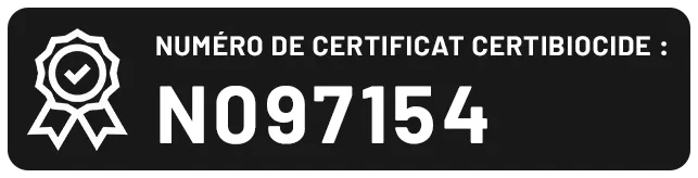 Numéro de certificat Certibiocide 097154